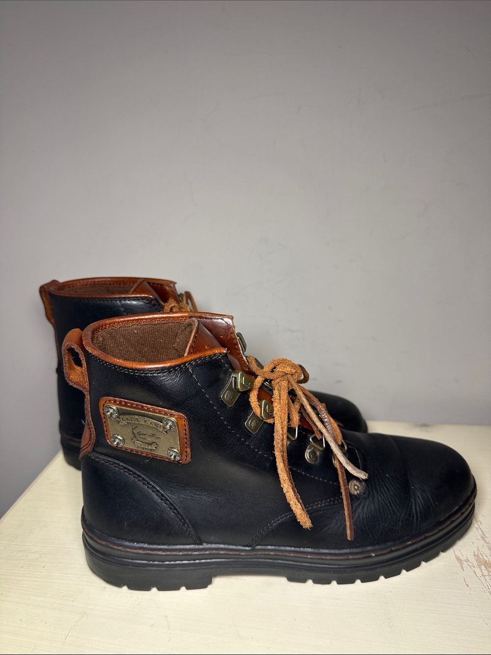 Karl Kani Men's Black and Brown Leather Lace-Up Boots